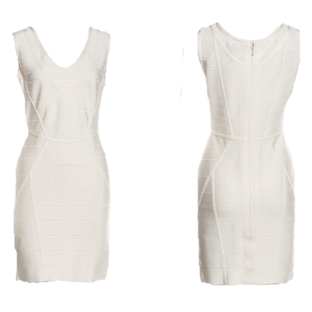 Herve Léger Authentic Bandage Dress Ivory